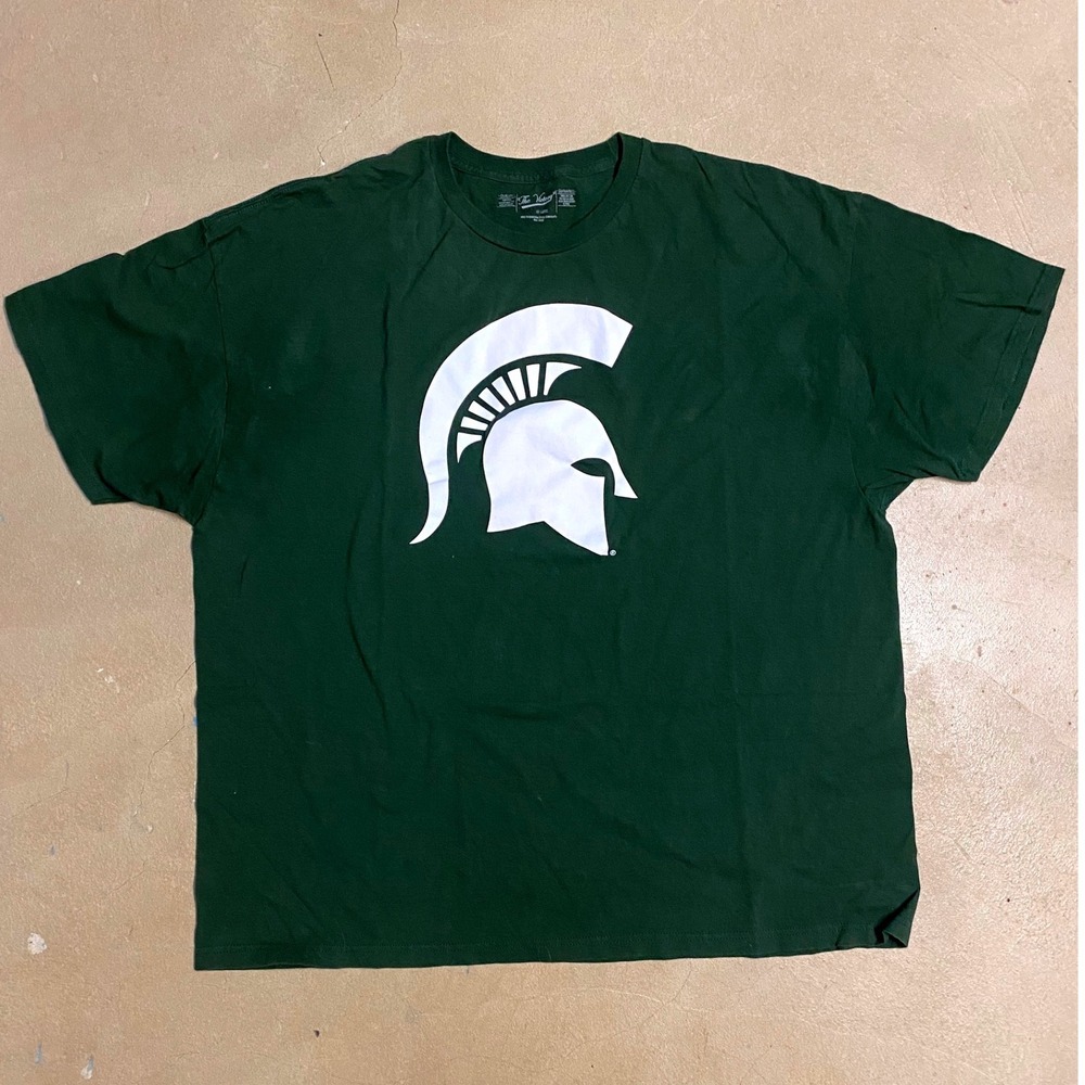 Michigan State Spartans T-Shirt Mens XXL‎ Green Graphic Tee MSU Helmet